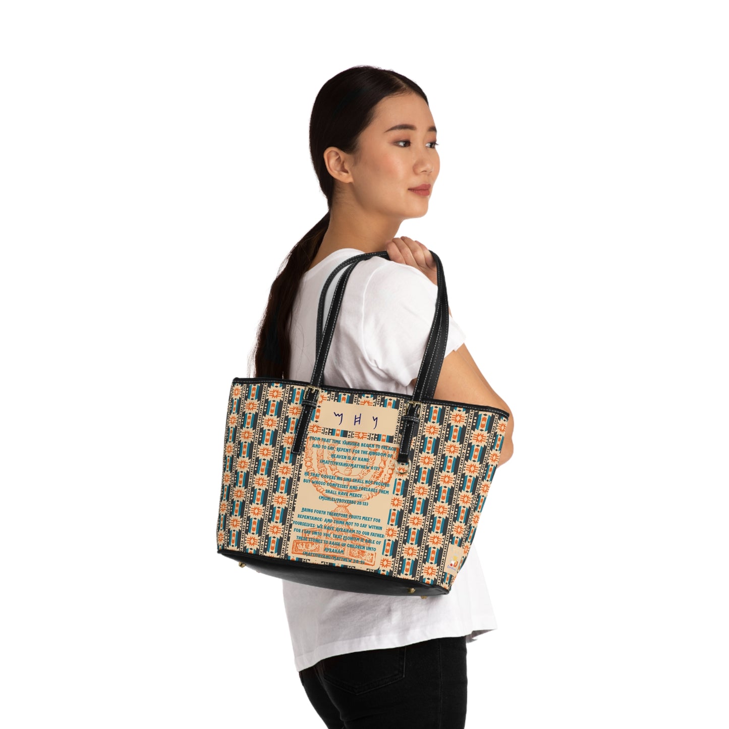 Call To Repentance - Orange Kente PU Leather Shoulder Bag - Biblical Principles Collection