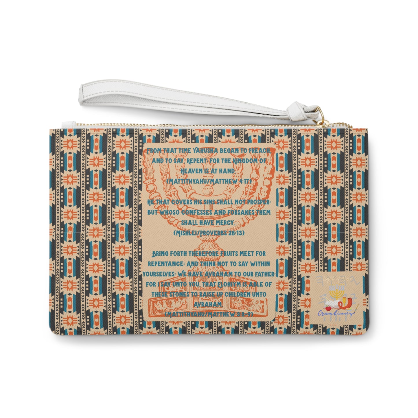 Call To Repentance - Orange Kente PU Leather Clutch Bag - Biblical Principles Collection
