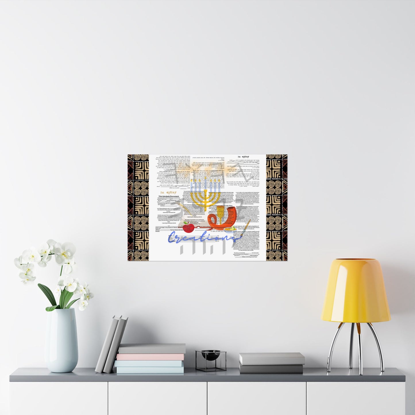 Marriage Ketubah- Brown Kente Ketubah Scrolls (Paleo Hebrew and English)- Qodesh Union Collection