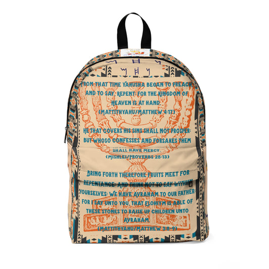 Call To Repentance - Orange Kente Unisex Classic Backpack - Scriptural Affirmations Collection