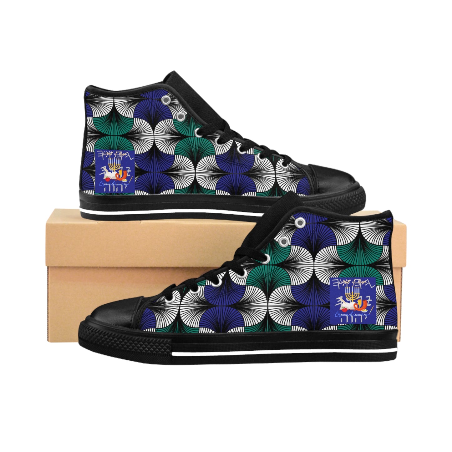 Turah Is - Royal Blue Kente Designed High-Top Sneakers for Men - Biblical Principles Collection