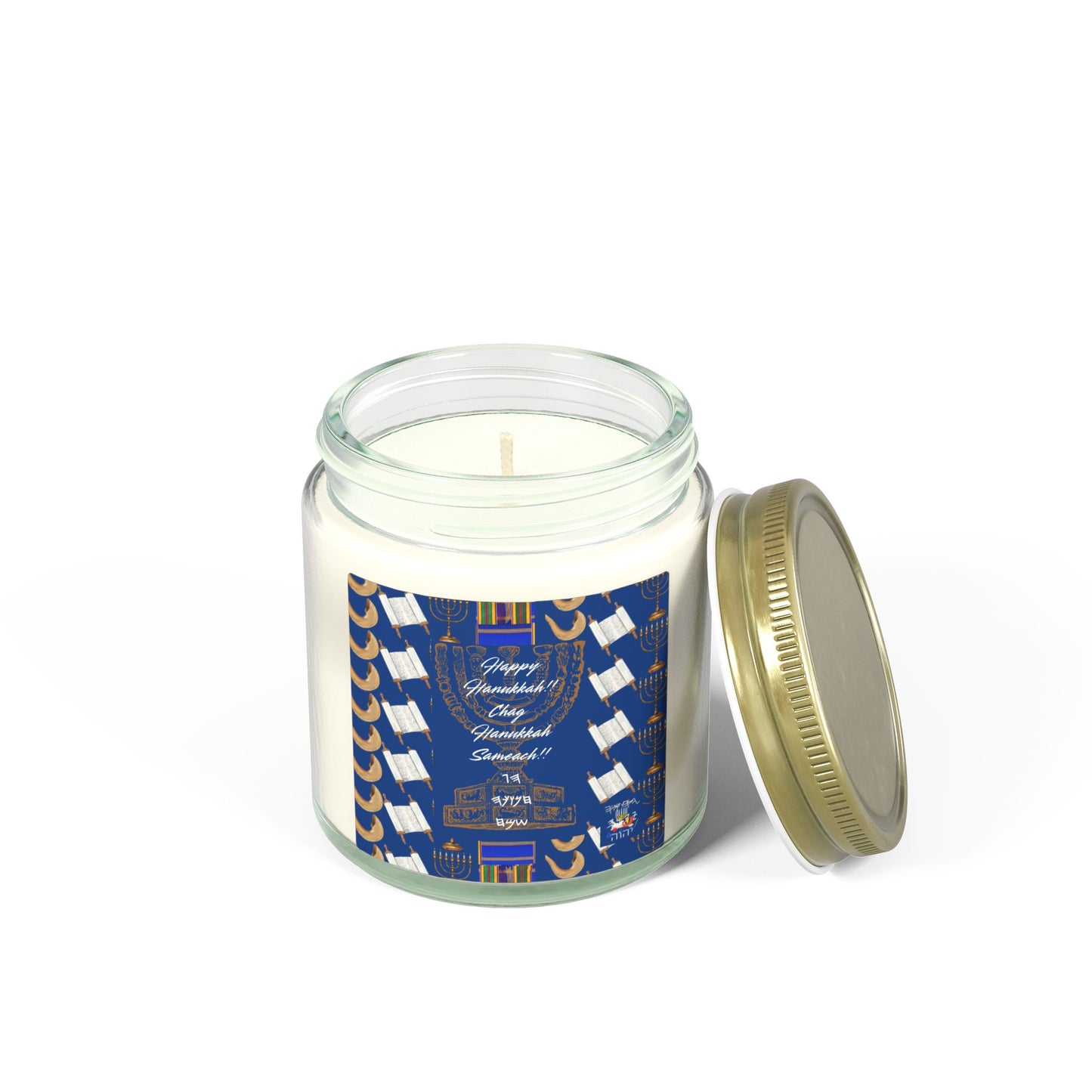 Happy Hanukkah Coconut Apricot Wax Candle (4oz, 9oz)